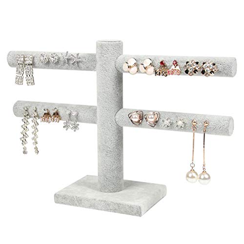 KingbeefLIU Terciopelo Oreja Stud Pendientes Collar Soporte De Exhibición De La Joyería Almacenamiento Rack Organizador Ahorro De Espacio Limpieza Y Cosméticos Caja De Almacenamiento De Luz Negro