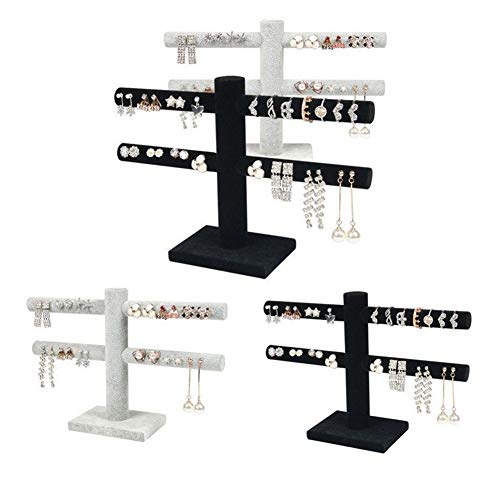 KingbeefLIU Terciopelo Oreja Stud Pendientes Collar Soporte De Exhibición De La Joyería Almacenamiento Rack Organizador Ahorro De Espacio Limpieza Y Cosméticos Caja De Almacenamiento De Luz Negro