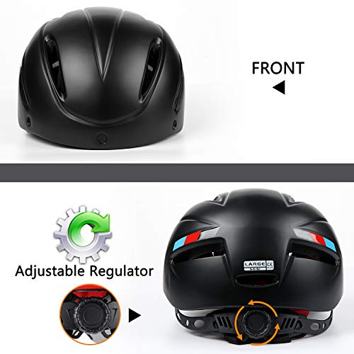 KINGLEAD Casco Bicicleta con Visera, Protección de Seguridad Ajustable Casco de Bicicleta Ligera para Montar en Bicicleta Casco de Bicicleta BMX Scooter Skate Mountain Road