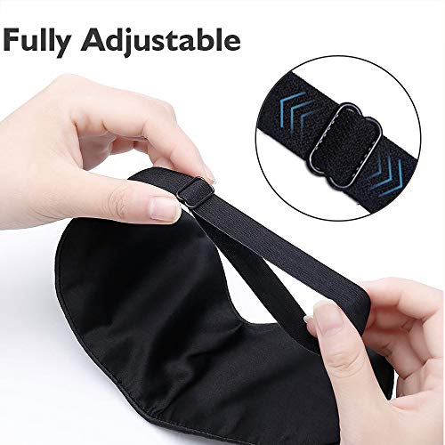 KingLeChange Antifaz Para Dormir para Mujer y Hombre Comodo Máscaras para Dormir con Bolsa de Viaje y Almohadilla de Gel - Azul Marino