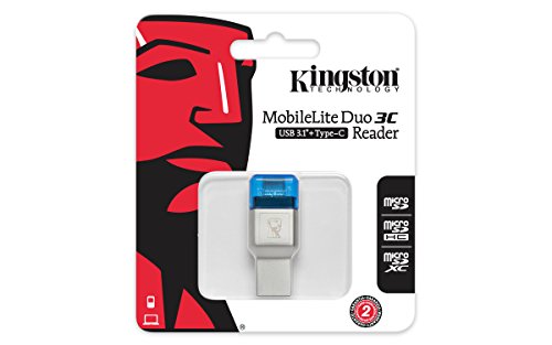 Kingston MobileLite Duo 3C - Lector para Tarjetas de Memoria (USB 3.1, TypeC, microSDHC/SDXC) Color Gris