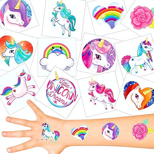 KINPARTY ® - 84 x Tatuajes Temporales Unicornios Diseños Surtidos para Niñas/Niños