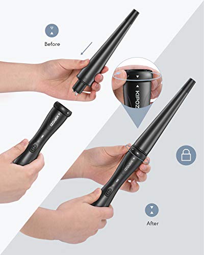KIPOZI Rizador Pelo 5 en 1, Planchas Rizadoras Profesional Ceramica Muitifunción Barras con Diferentes Diámetros Intercambiables, Rizador de Pelo Incluye Guante Resistente al Calor, de Negro Gris
