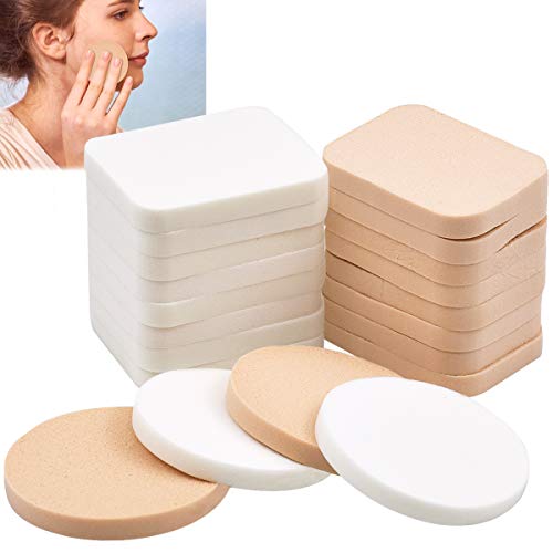 Kissral 20 Piezas Esponjas para Maquillaje, Esponja de Pintura Facial Esponja de Maquillaje Esponja Espuma Unisex de Adultos Uso Dual Seco y Húmedo Redondo y Rectángulo