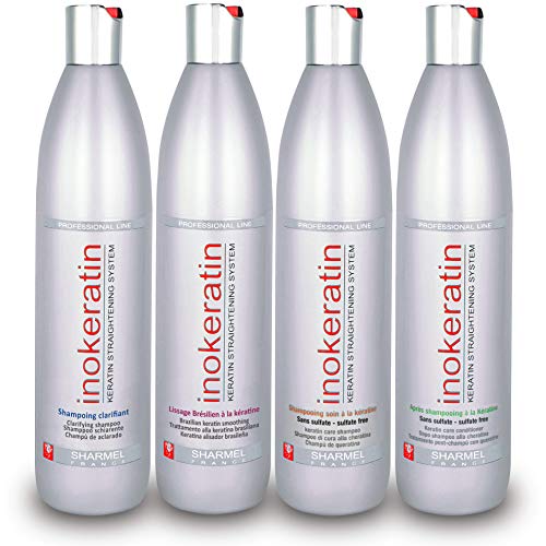 Kit Alisado Brasileño Inokeratin - 500 mL - Keratina y Argán - sin Formol (Kit Alisado + Champú & acondicionador 4x500mL)