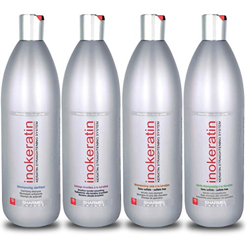 Kit Alisado Brasileño Inokeratin + Champú + Acondicionador - 4 x 1000 ml - Keratina y Argán - sin Formol