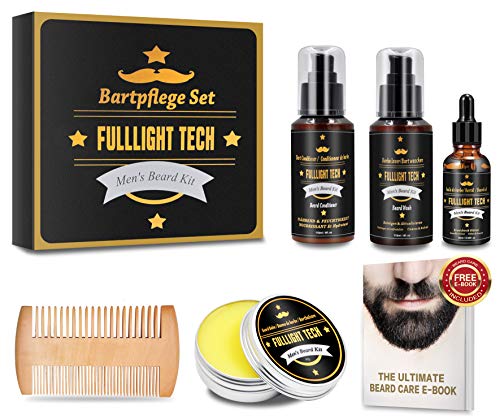 Kit Barba Cuidado para Hombre con 118 ML Champu Barba,118 ML barba acondicionador,Aceite Barba Perfumado,Balsamo Barba,Peine Barba,Eletronic Barba Libro,Regalos Originales Para Hombre