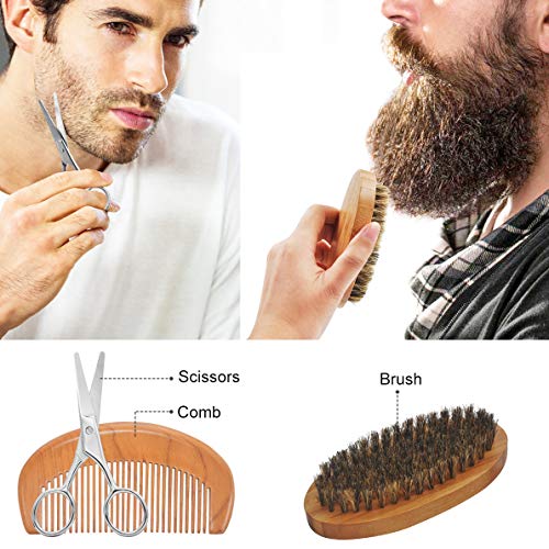 kit cuidado barba con champu barba, peine barba, cepillo barba, aceite barba, balsamo barba, tijeras barba, bolsa de almacenamiento,libro electronico cuidado barba regalos originales para hombre