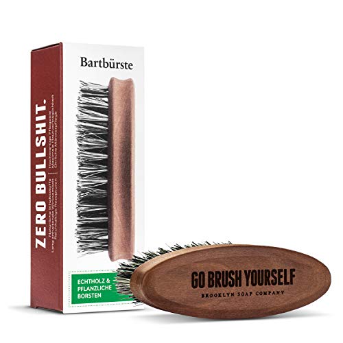 kit cuidado de barba: Beard Brush✔ cepillo para la barba ✔ cosméticos naturales de la BROOKLYN SOAP COMPANY ®✔cerdas veganas - idea de regalo para hombres - styling de la barba cerrada y del bigote