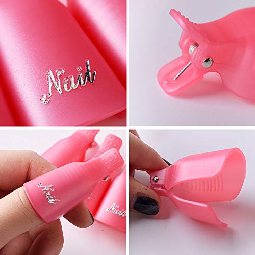 Kit de 10 Clip de Removedor de Esmaltes de Uña + 10 Clip para Pies + 200 Almohadillas de Algodón + 1 Herramienta Removedor de Uñas + 1 Quitar Cutículas