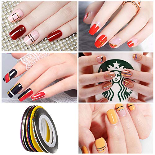 Kit de Accesorios Decoración Uñas Nail Art, GuKKK 39 Pcs Suministros de Uñas con Juego, 15 Pinceles para Uñas, Lápiz de Punto, Cintas Adhesivas Uñas, Uñas de Estrás, Kit de Herramientas para Manicura