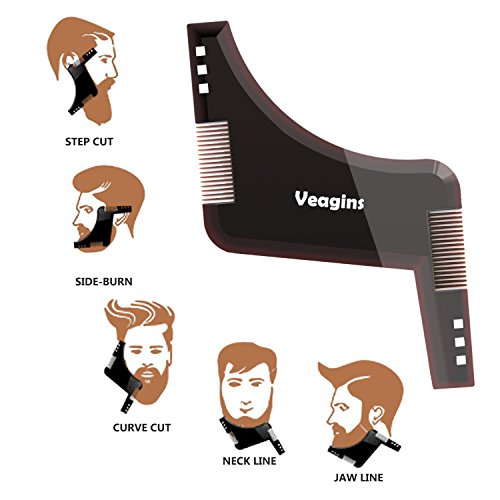 Kit de ajuste de barba para el cuidado de los hombres – Contiene peine para barba, tijeras para modelar barba plantilla y bolsa de lona, regalo perfecto para papá marido