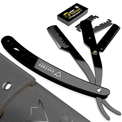 Kit de Barba Completo de Sapiens - Set de Cuidado y Afeitado de la Barba Hombre con Cepillo, Peine, Plantilla de Barba, Navaja de Afeitar de Barbero y Cuchillas Derby