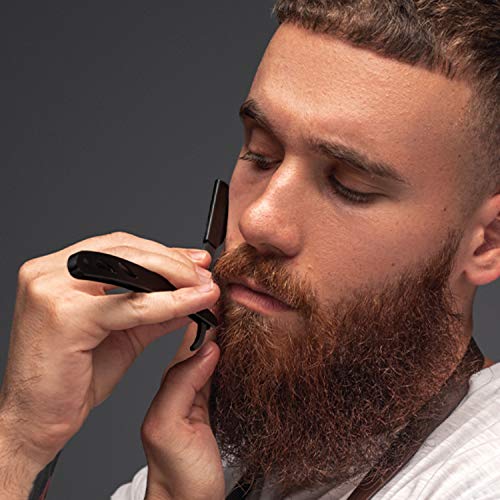 Kit de Barba Completo de Sapiens - Set de Cuidado y Afeitado de la Barba Hombre con Cepillo, Peine, Plantilla de Barba, Navaja de Afeitar de Barbero y Cuchillas Derby