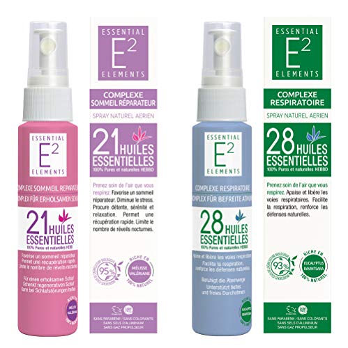 Kit de bienestar : Spray Reparador de Sueño con 21 aceites esenciales Spray Respiratorio con 28 aceites esenciales VEGAN