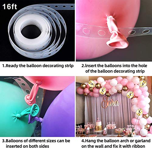 Kit de guirnalda de globos Arch, AivaToba 6 pies de largo 115 piezas Globos de oro blanco rosa Paquete de arco para niña Cumpleaños Baby Shower Despedida de soltera Decoraciones de la boda