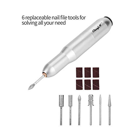 Kit de Manicura Eléctrico，Pulidor de Una，El Reparador De Uñas Portátil Usb, Una Variedad de Accesorios, Elimina Rápidamente el Esmalte de Uñas - Plateado