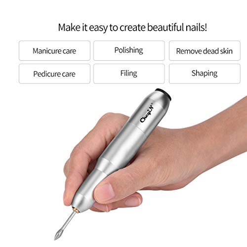 Kit de Manicura Eléctrico，Pulidor de Una，El Reparador De Uñas Portátil Usb, Una Variedad de Accesorios, Elimina Rápidamente el Esmalte de Uñas - Plateado