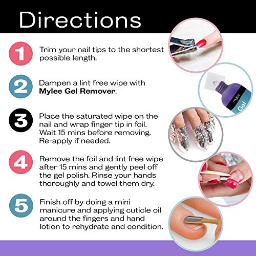 Kit de manicura Mylee Salon, removedor de esmalte y preparación para uñas y toallitas para uñas Paquete de LED UV Paquete para esmalte de gel profesional Remoje la manicura y la pedicura.