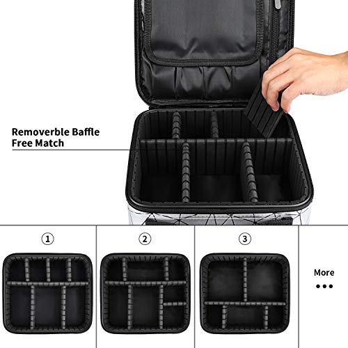 Kit de Maquillaje Neceser Make Up Bolso de Cosméticos Portable Organizador Maletín para Maquillaje Maleta de Makeup Profesional Cuero de la PU(Blanco)