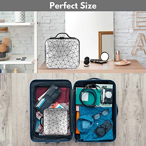 Kit de Maquillaje Neceser Make Up Bolso de Cosméticos Portable Organizador Maletín para Maquillaje Maleta de Makeup Profesional Cuero de la PU(Blanco)