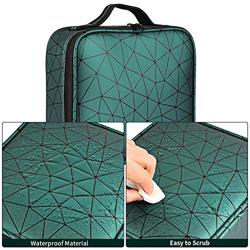 Kit de Maquillaje Neceser Make Up Bolso de Cosméticos Portable Organizador Maletín para Maquillaje Maleta de Makeup Profesional Cuero de la PU(Verde)