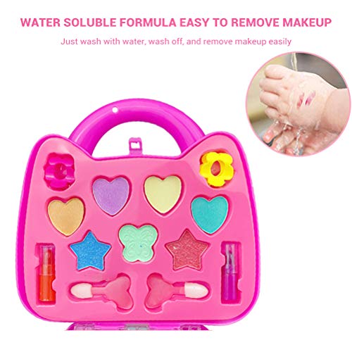 Kit de Maquillaje Para Niños, Niñas, Cosméticos para Niños, Juego de Maquillaje de Princesa, Kitty en Forma de Lindo Gatito, Lápiz Labial y Sombra de Ojos, Maquillaje Lavable, Regalo Para Niñas