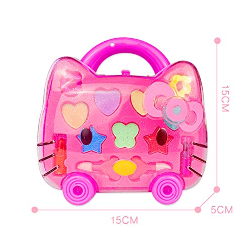 Kit de Maquillaje Para Niños, Niñas, Cosméticos para Niños, Juego de Maquillaje de Princesa, Kitty en Forma de Lindo Gatito, Lápiz Labial y Sombra de Ojos, Maquillaje Lavable, Regalo Para Niñas