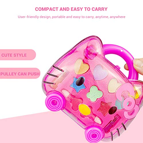 Kit de Maquillaje Para Niños, Niñas, Cosméticos para Niños, Juego de Maquillaje de Princesa, Kitty en Forma de Lindo Gatito, Lápiz Labial y Sombra de Ojos, Maquillaje Lavable, Regalo Para Niñas
