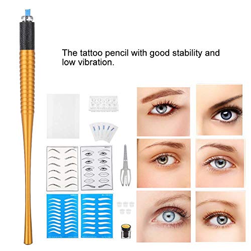 Kit de Microblading para Cejas, 11 Tipos de Kit de Suministros de Maquillaje Semipermanente para Cejas de Tatuaje, Regla de Medición, Pigmento, Herramientas de Práctica(10#)