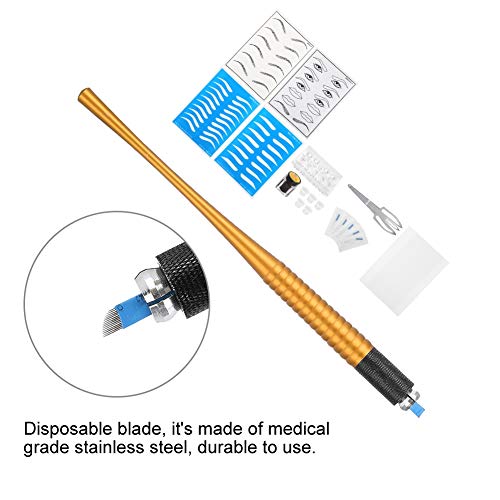 Kit de Microblading para Cejas, 11 Tipos de Kit de Suministros de Maquillaje Semipermanente para Cejas de Tatuaje, Regla de Medición, Pigmento, Herramientas de Práctica(10#)