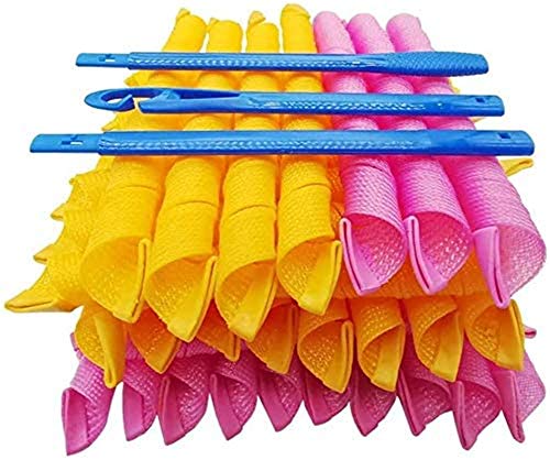 Kit de peinado de rizos en espiral Magic Hair Curlers de 55 cm, paquete de 20 rizadores de pelo sin calor, rizadores de pelo de plástico con 1 gancho de peinado, para cabello extra largo de