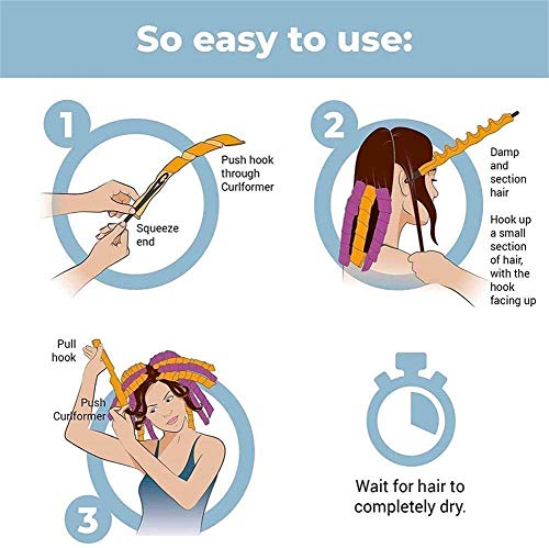 Kit de peinado de rizos en espiral Magic Hair Curlers de 55 cm, paquete de 20 rizadores de pelo sin calor, rizadores de pelo de plástico con 1 gancho de peinado, para cabello extra largo de