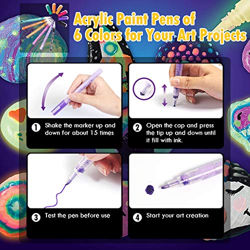 Kit de pintura de piedras para niños y adultos, Proveedores de arte rupestre, Kit de pintar sus propias piedras, Kit de pintura de piedras DIY, Regalo de ideas para niños Edad 4 5 6 7 8 9 10