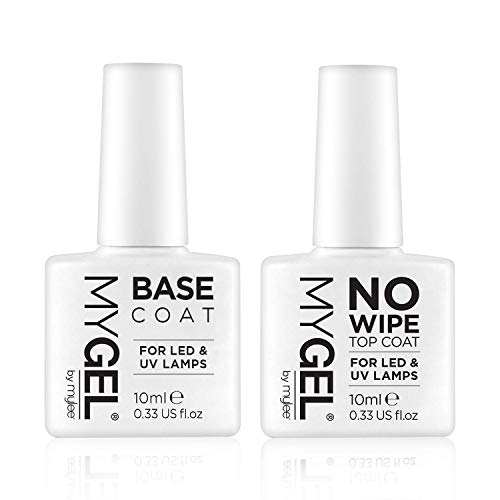 Kit Profesional LED Mylee para barniz de uñas, 4x colores MYGEL, capa superior e inferior, lámpara LED de curado convexo Mylee PRO Series, Prep & Wipe, removedor de gel (Negro)