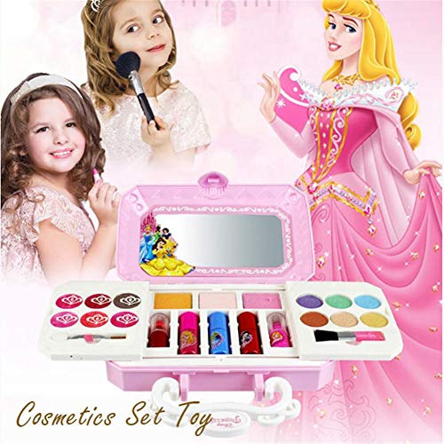 Kitabetty Juguete De Maquillaje, 23 Piezas De Princesa Disney, Kit De Maquillaje Para Niñas Con Espejo Lavable Y No Tóxico | Maquillaje Princesa Real Con Estuche | Regalo Ideal Para Niños.