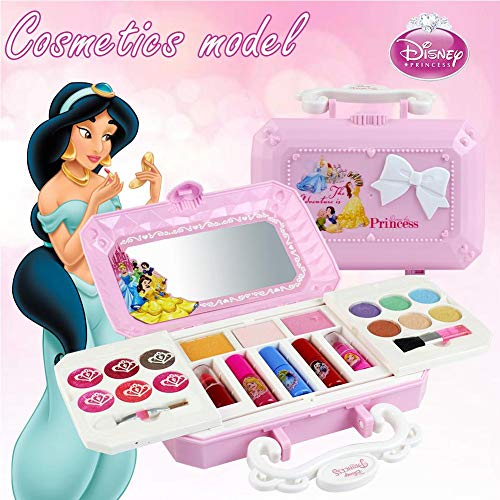 Kitabetty Juguete De Maquillaje, 23 Piezas De Princesa Disney, Kit De Maquillaje Para Niñas Con Espejo Lavable Y No Tóxico | Maquillaje Princesa Real Con Estuche | Regalo Ideal Para Niños.