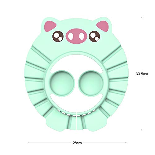 Kitchen-dream Gorro de Ducha Bebé, 2pcs Ajustable Impermeable Champú Caps Shield, Protección para niños Sombrero de orejera para el cuidado del bebé para niños pequeños (Verde claro, Rosa)