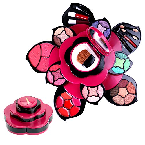 Kits de maquillaje Conjunto de regalo de paleta de maquillaje de flores para niñas y mujeres adolescentes - Pétalos expandidos a 3 niveles - Juegos completos para principiantes, Cosplay