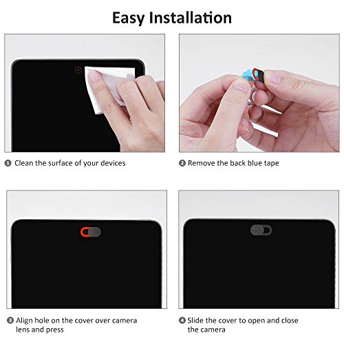 KIWI design Tapa Webcam 6 Pack, Cubierta Webcam Cover Tapar Camara Portatil con un Paño Limpio para PC iPhone Laptop iPad Smartphone (4 Negro, 2 Blanco)