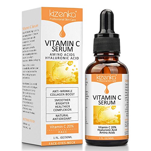 kizenka Suero de vitamina C con ácido hialurónico, suero antiarrugas para la cara de arrugas, removedor de hidratación y aclarado Sueros para el cuidado del rostro Sun Spot 30ml