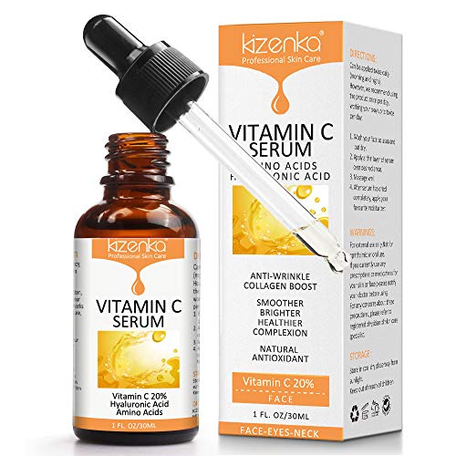kizenka Suero de vitamina C con ácido hialurónico, suero antiarrugas para la cara de arrugas, removedor de hidratación y aclarado Sueros para el cuidado del rostro Sun Spot 30ml