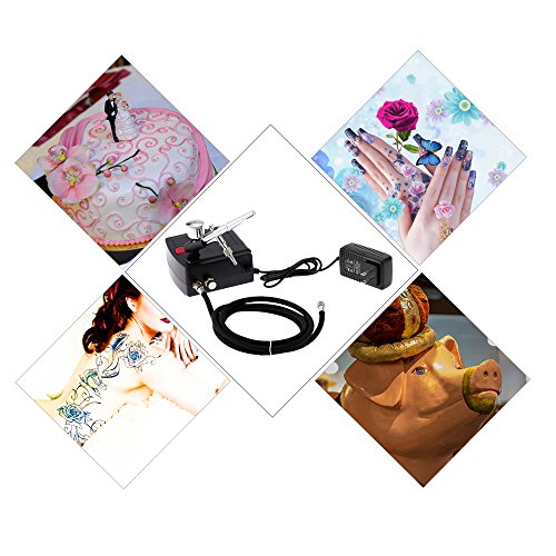 KKmoon 100-240V Aerógrafo Compresor Profesional Juego de compresor de Aire de Pistola, Pintura artística/Arte de uñas/artesanía/Pistola de pulverización Modelo