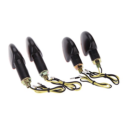 KKmoon 4Pcs Luz Senal de Giro Indicator Faros Intermitentes Delanteros 12V para Motocicleta,Luz de Color Ambar