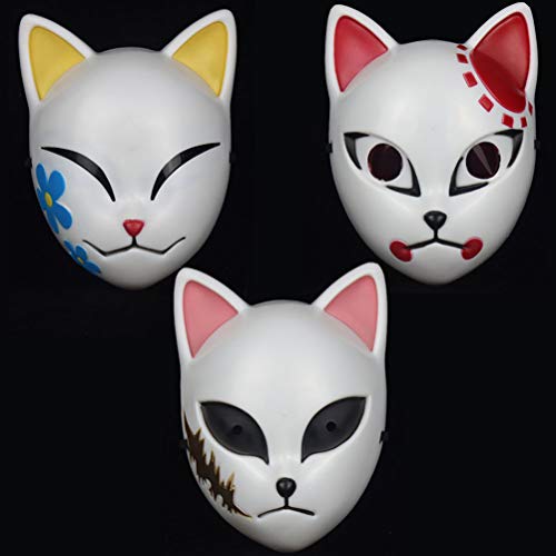 KKPLZZ Máscara Japonesa Anime Demon Slayer, Máscara Japonesa Anime Demon Slayer Máscaras de Cosplay Accesorios de Disfraces de Fiesta de Halloween
