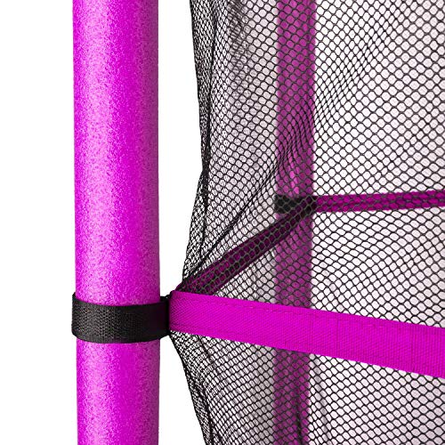 Klarfit Rocketkid - Cama eslástica, Cama elástica Infantil, A Partir de 3 años, 140 cm diámetro, Red de Seguridad, Suspensión de Cuerda elástica, Carga máxima: 50 kg, Borde Acolchado, Rosa