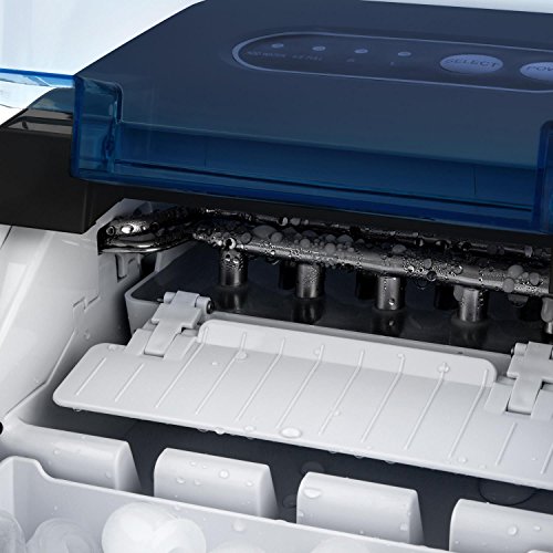 Klarstein On-The-Rocks - Máquina de Hacer Hielo, Fabricadora de Cubitos, 12 kg/24 h, Autolavado, Silenciosa, 2 tamaños, 6-12 min, 2,1 L, Apagado automático, 120 W, Acero Inoxidable, Negro