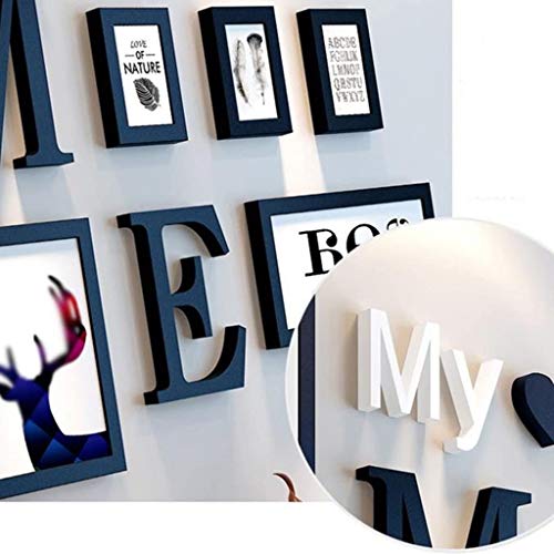 KLDX Marco Madera Foto Muro, Creativa Moderna Simple Salón Restaurante Club Foto Marco Colgante Pared Decoración Combinada Dimensional Barra De Efecto Visual Decoración hogareña