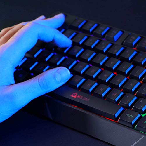KLIM™ Chroma - Teclado Gaming ESPAÑOL + Teclado USB Ligero, Duradero, Resistente al Agua, ergonómico, silencioso + Teclado Gamer con Cable para PC PS4 Xbox One Mac + Nueva VERSIÓN 2020 + Negro