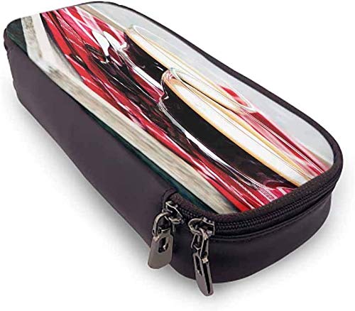 KLKLK Estuche Coffee Soft Pencil Bag Freshly Brewed Espresso Two Cups on Wooden Tray Leisure Relaxing Time in Countryside Beautiful Pattern Multicolor